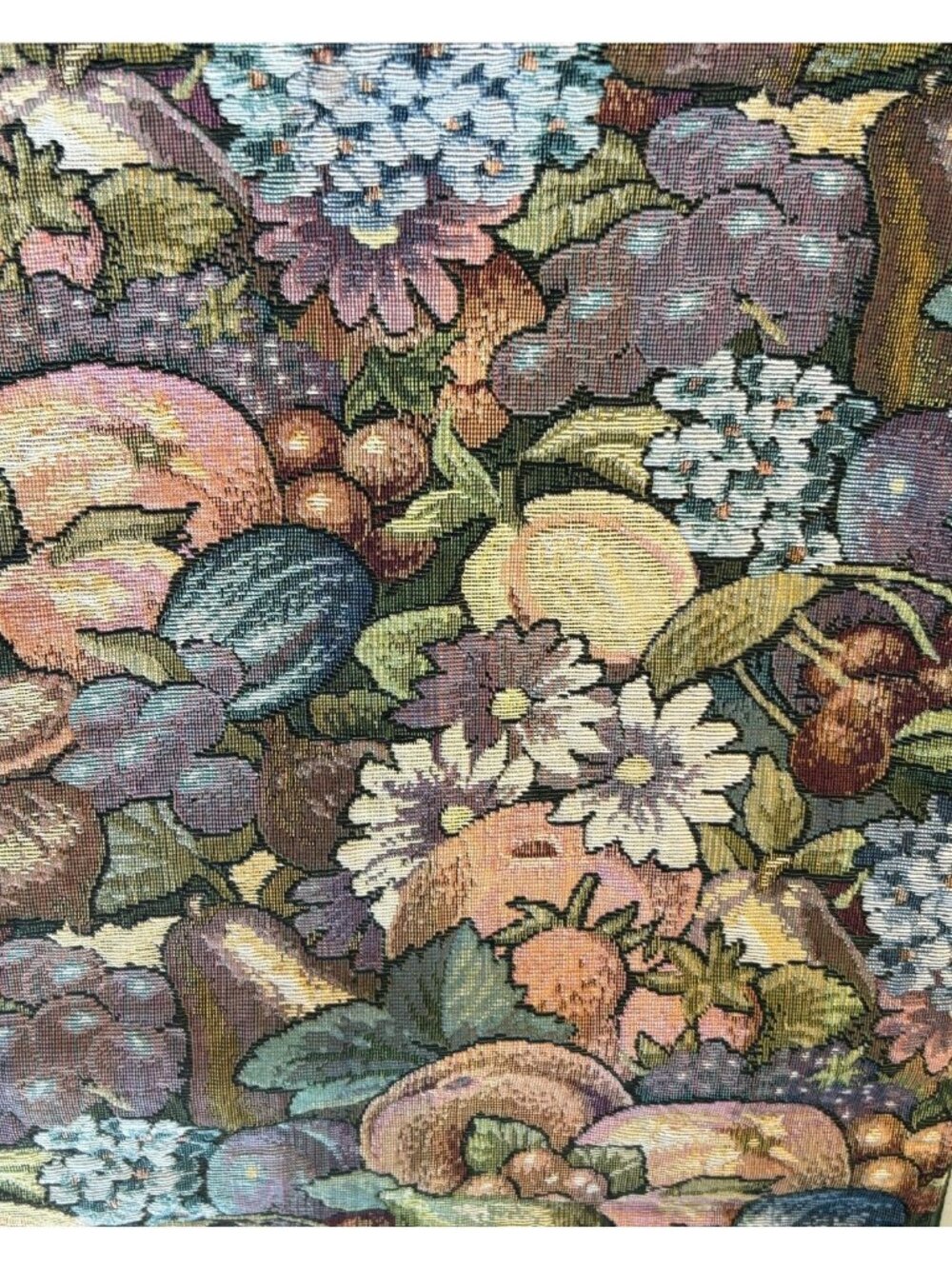 Woven Tapestry Table Runner Vintage Floral & Fruit 12"x104" Quality Cottage core